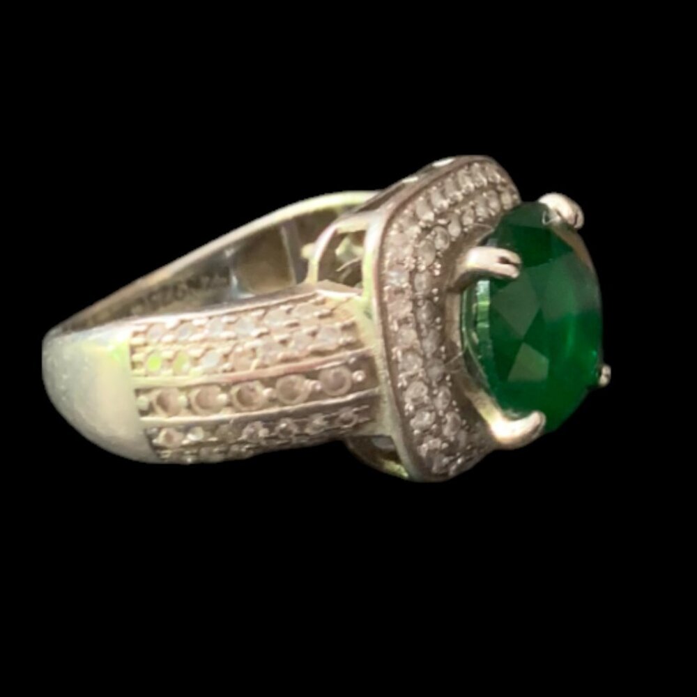 925 Sterling Silver Emerald Ring - image 2